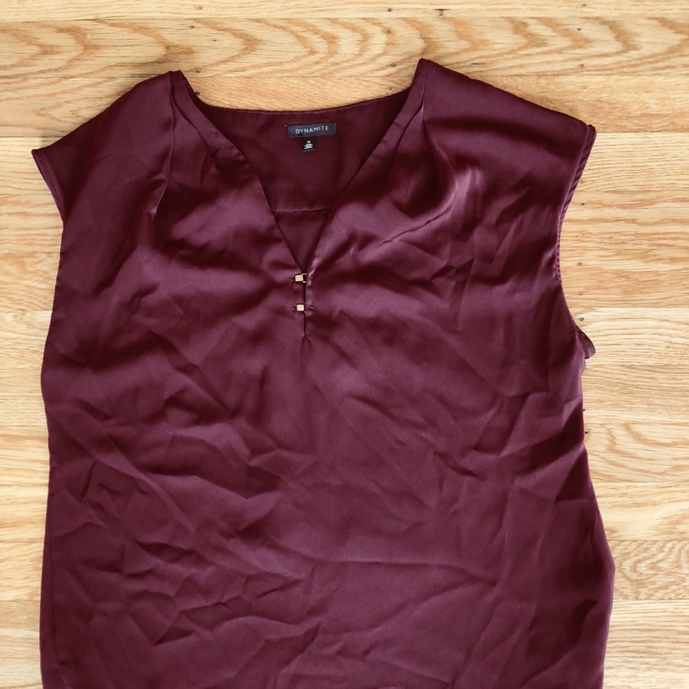 DYNAMITE: maroon chiffon top, size M